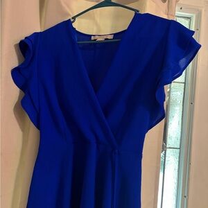 Elegant Blue Wrap top